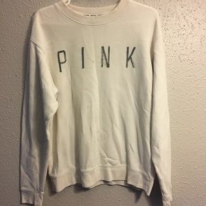 PINK Cream Pullover Graphic Sweater